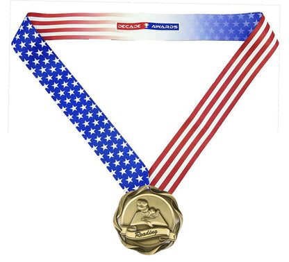Reading Fusion Medal- Gold | Engraved Reading Medallion - 3 Inch Wide Decade Awards