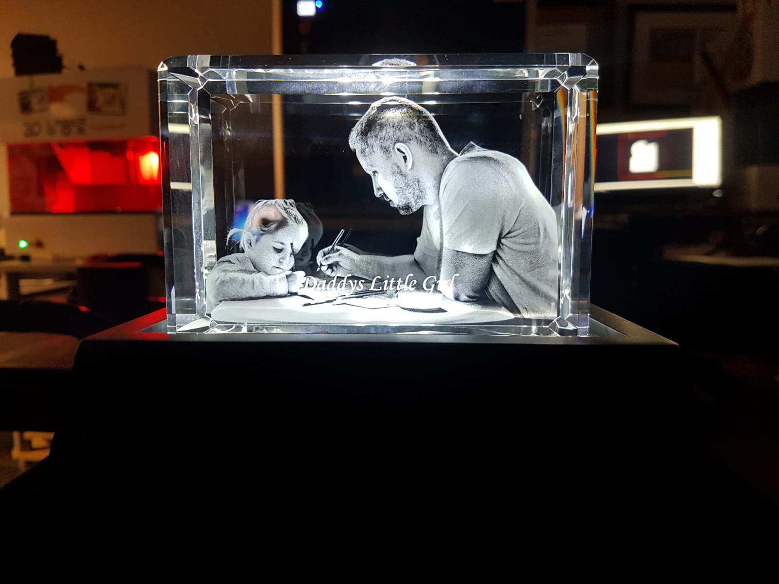 3D Subsurface Crystal Rectangle Wide Crystal Award
- Crystal on Wooden Base