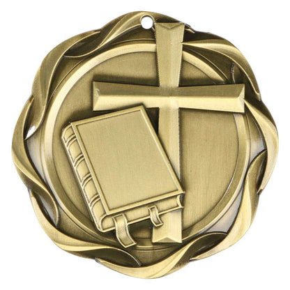 Religion Fusion Medal- Gold | Engraved Faith Medallion - 3 Inch Wide Decade Awards