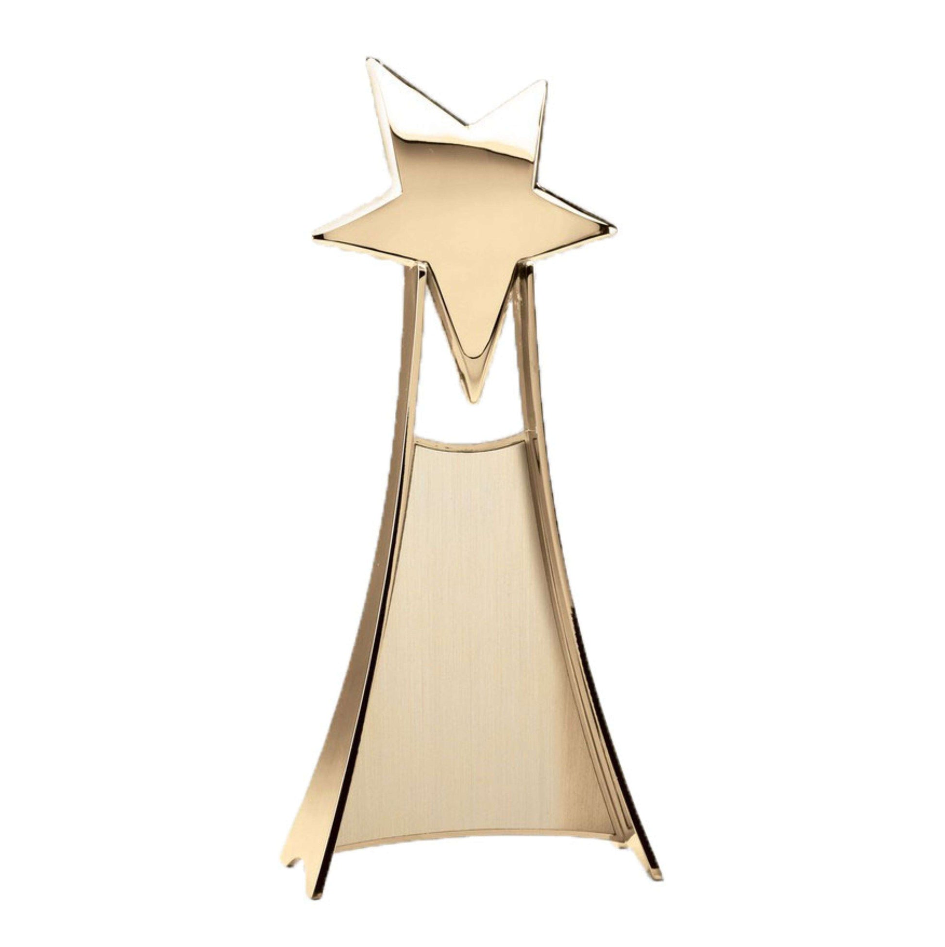 Rising Star Trophy - Gold or Silver | Engraved Star Corporate Award - 11 Inch Tall Decade Awards