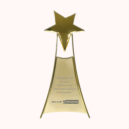 Rising Star Trophy - Gold or Silver | Engraved Star Corporate Award - 11 Inch Tall Decade Awards