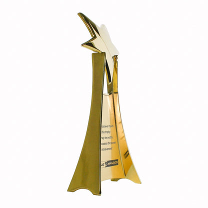 Rising Star Trophy - Gold or Silver | Engraved Star Corporate Award - 11 Inch Tall Decade Awards