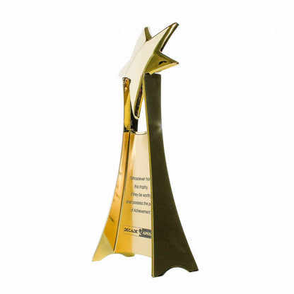 Rising Star Trophy - Gold or Silver | Engraved Star Corporate Award - 11 Inch Tall Decade Awards