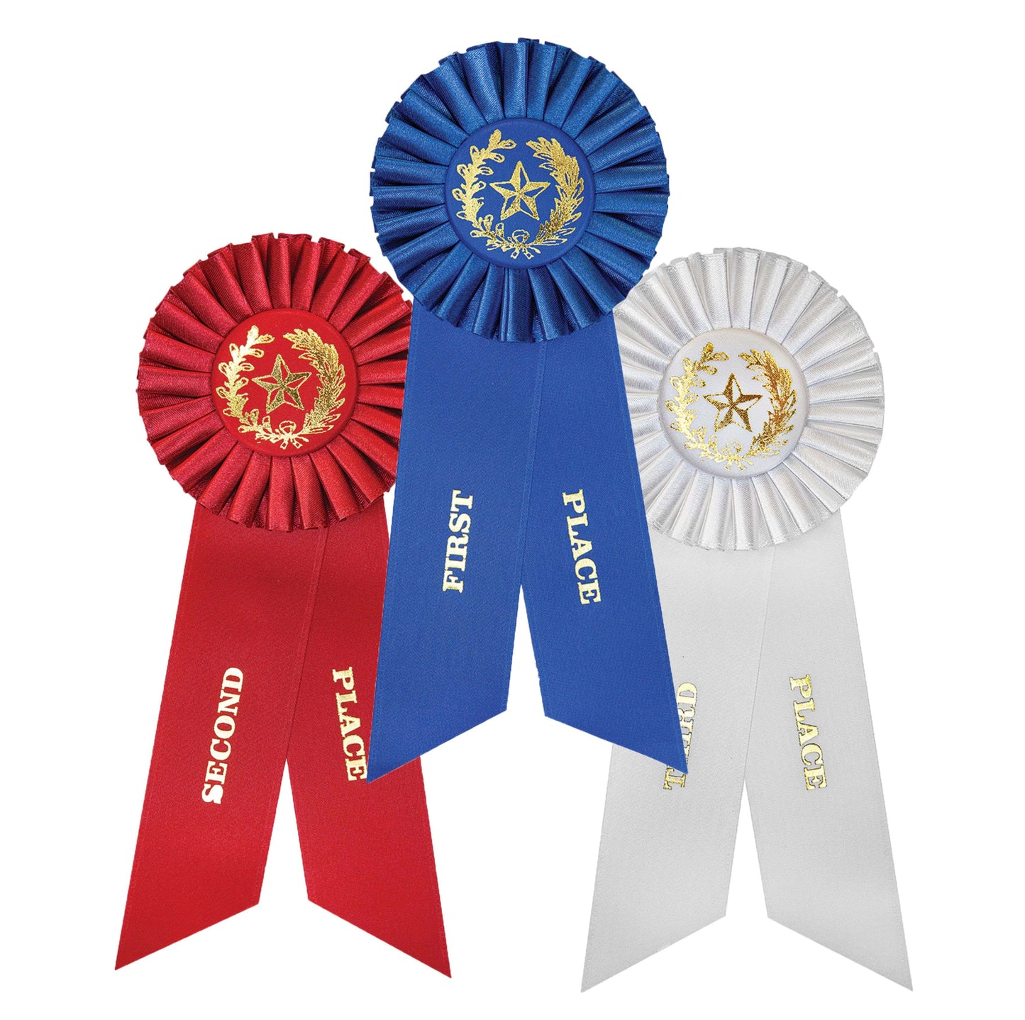 Rosette Ribbons - 1st, 2nd or 3rd Place - 9 Inch Tall Decade Awards