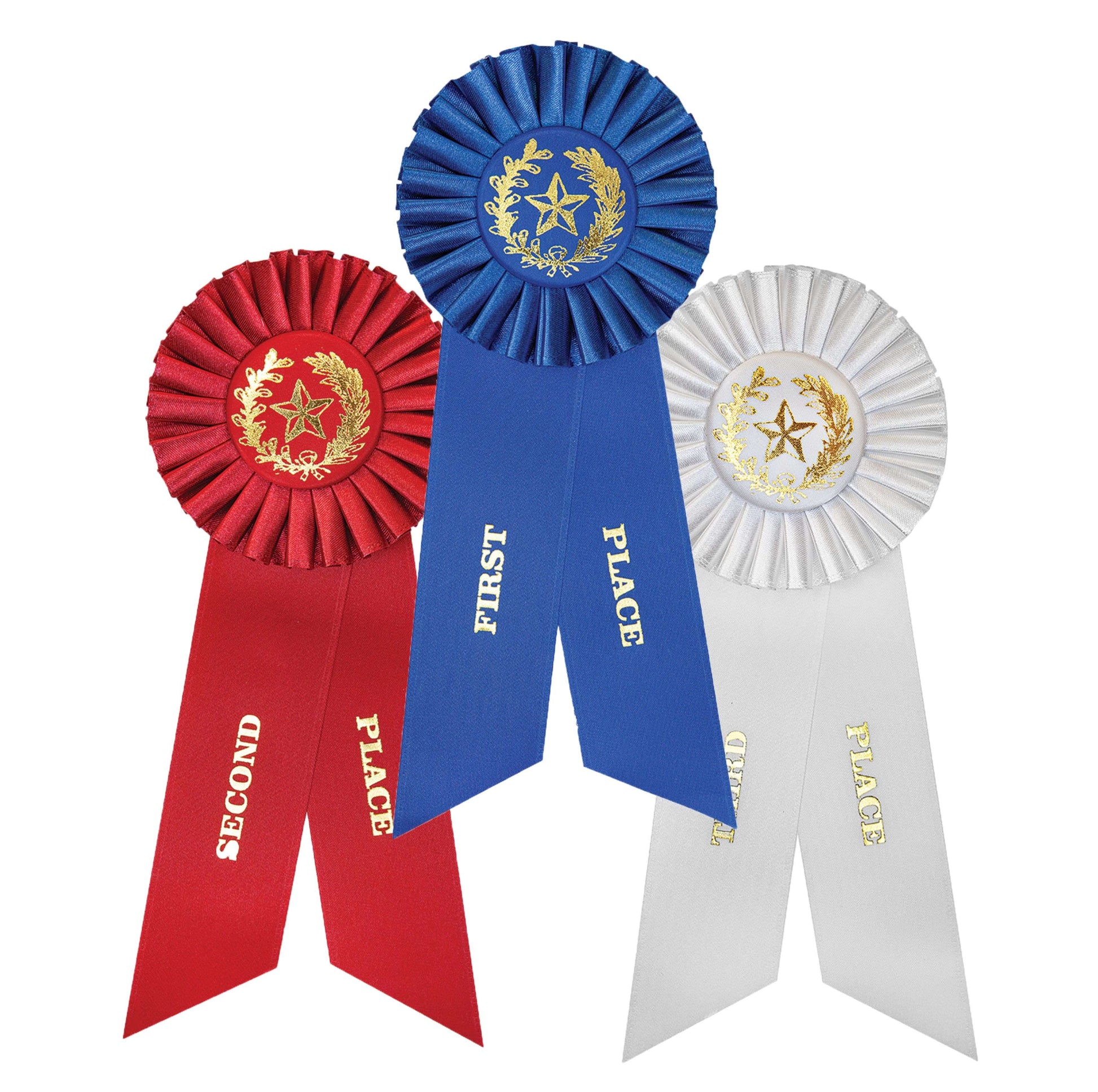 Rosette Ribbons - 1st, 2nd or 3rd Place - 9 Inch Tall Decade Awards