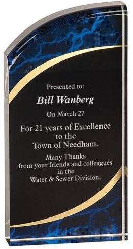 Rounded Marbleized Acrylic Award | Engraved Acrylic Corporate Award - 6", 7" or 8" Decade Awards