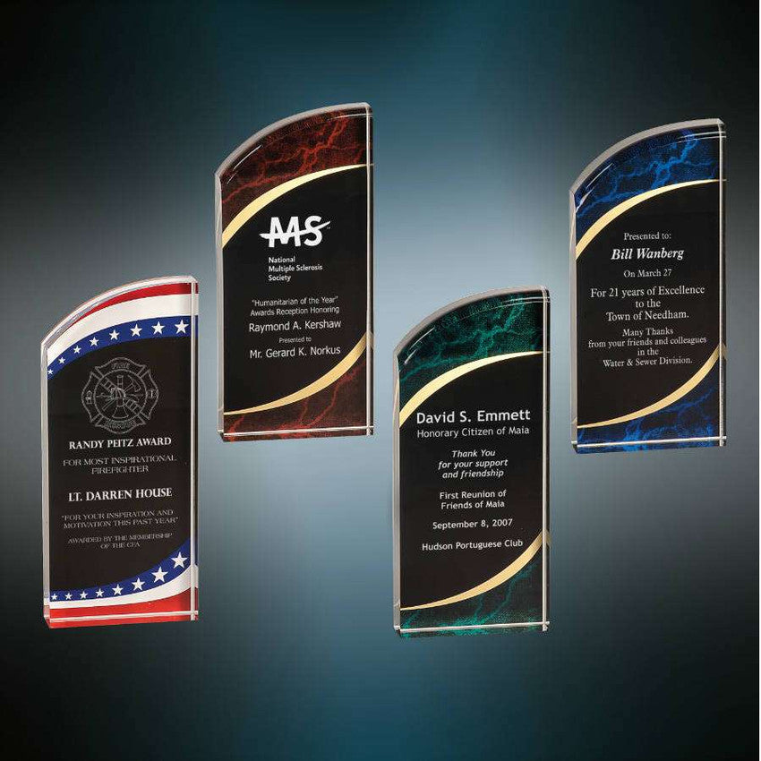 Rounded Marbleized Acrylic Award | Engraved Acrylic Corporate Award - 6", 7" or 8" Decade Awards