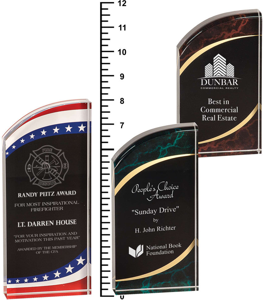 Rounded Marbleized Acrylic Award | Engraved Acrylic Corporate Award - 6", 7" or 8" Decade Awards