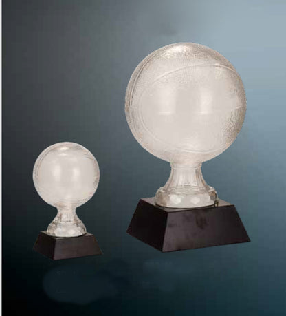 Basketball Glass Trophy | Engraved Basketball Award - 7 or 13 Inch Tall Decade Award
