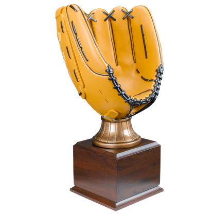 Personalized Baseball Trophy | Full Size Color Baseball Glove Award | 14.75 Inches Tall
