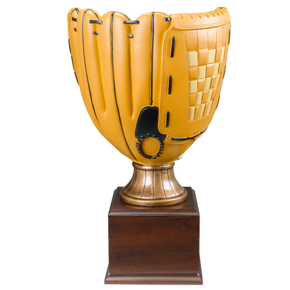 Personalized Baseball Trophy | Full Size Color Baseball Glove Award | 14.75 Inches Tall