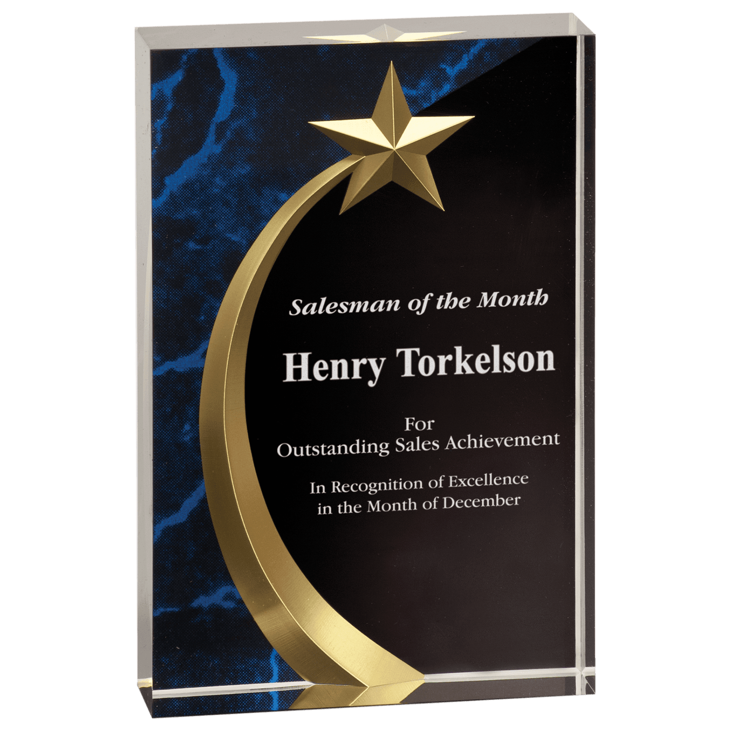 Shooting Star Acrylic Trophy | Blue, Red or Green | Personalized Corporate Award | 6.75 or 7.75 Inches Tall