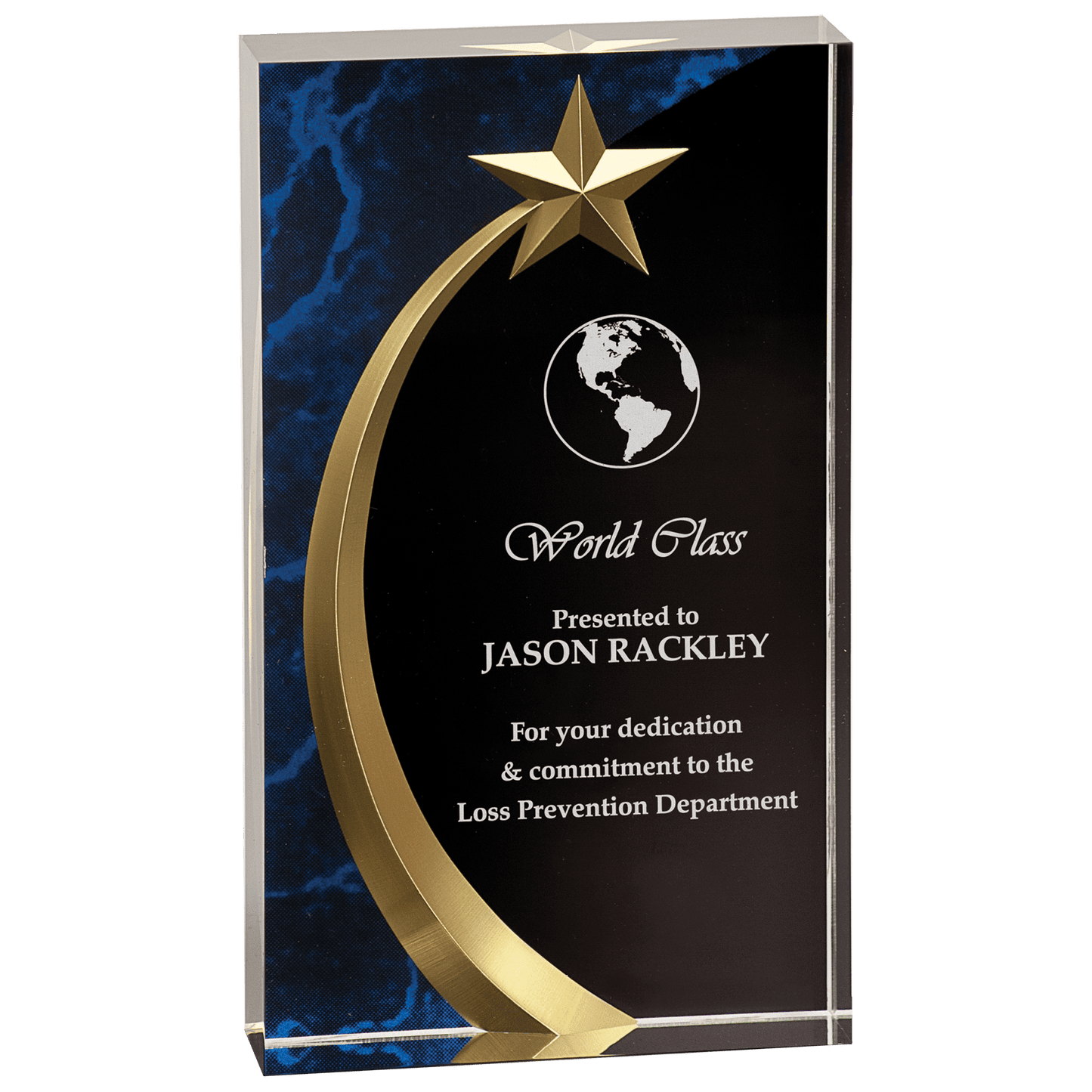 Shooting Star Acrylic Trophy | Blue, Red or Green | Personalized Corporate Award | 6.75 or 7.75 Inches Tall