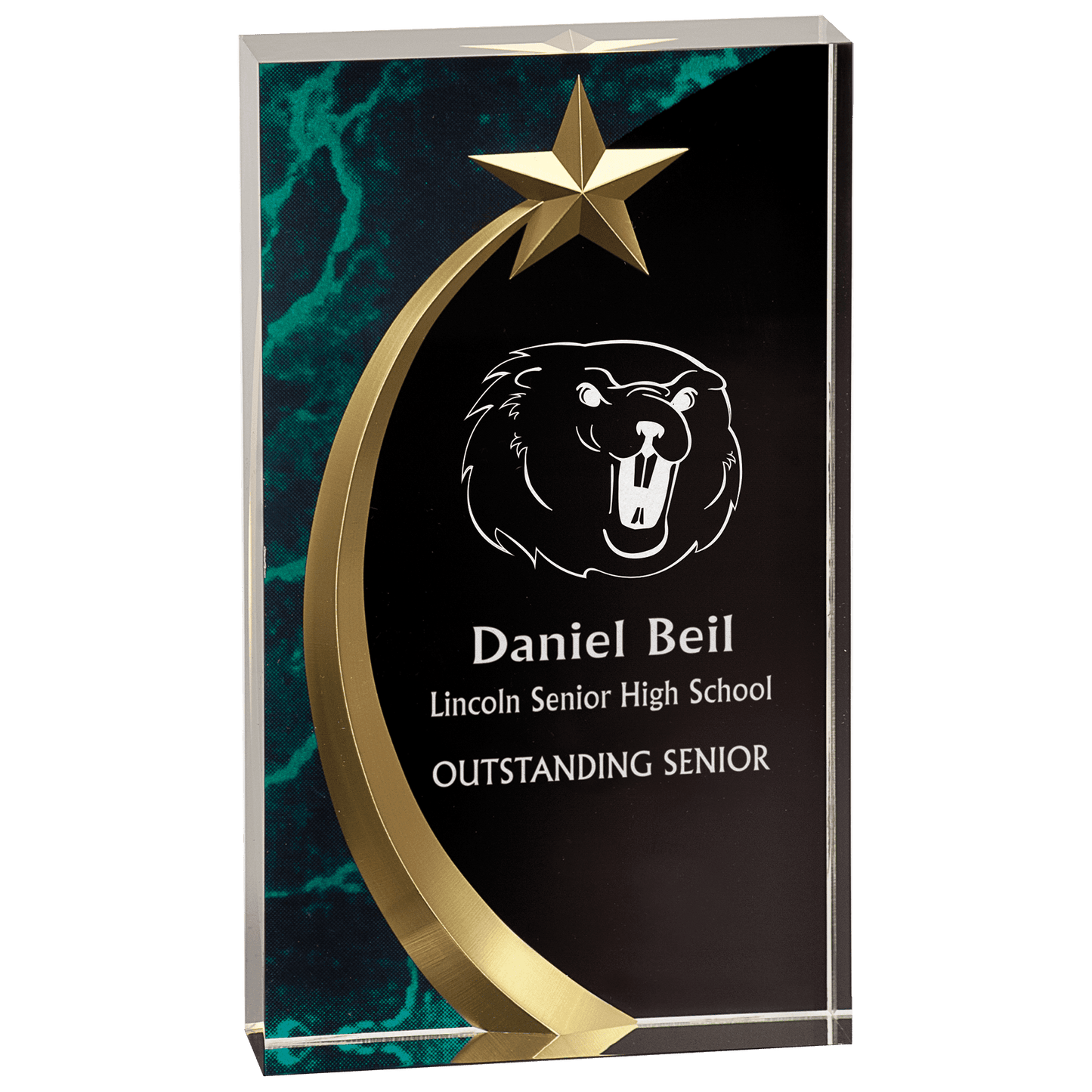 Shooting Star Acrylic Trophy | Blue, Red or Green | Personalized Corporate Award | 6.75 or 7.75 Inches Tall