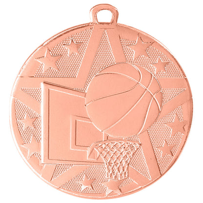 Personalized Basketball Medal with Ribbon | Gold, Silver or Bronze | Superstar Medal | 2 Inches Wide