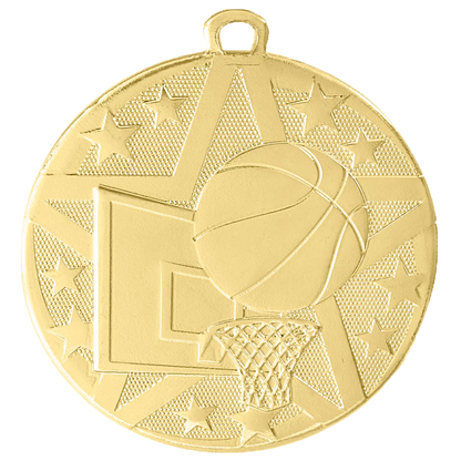 Personalized Basketball Medal with Ribbon | Gold, Silver or Bronze | Superstar Medal | 2 Inches Wide