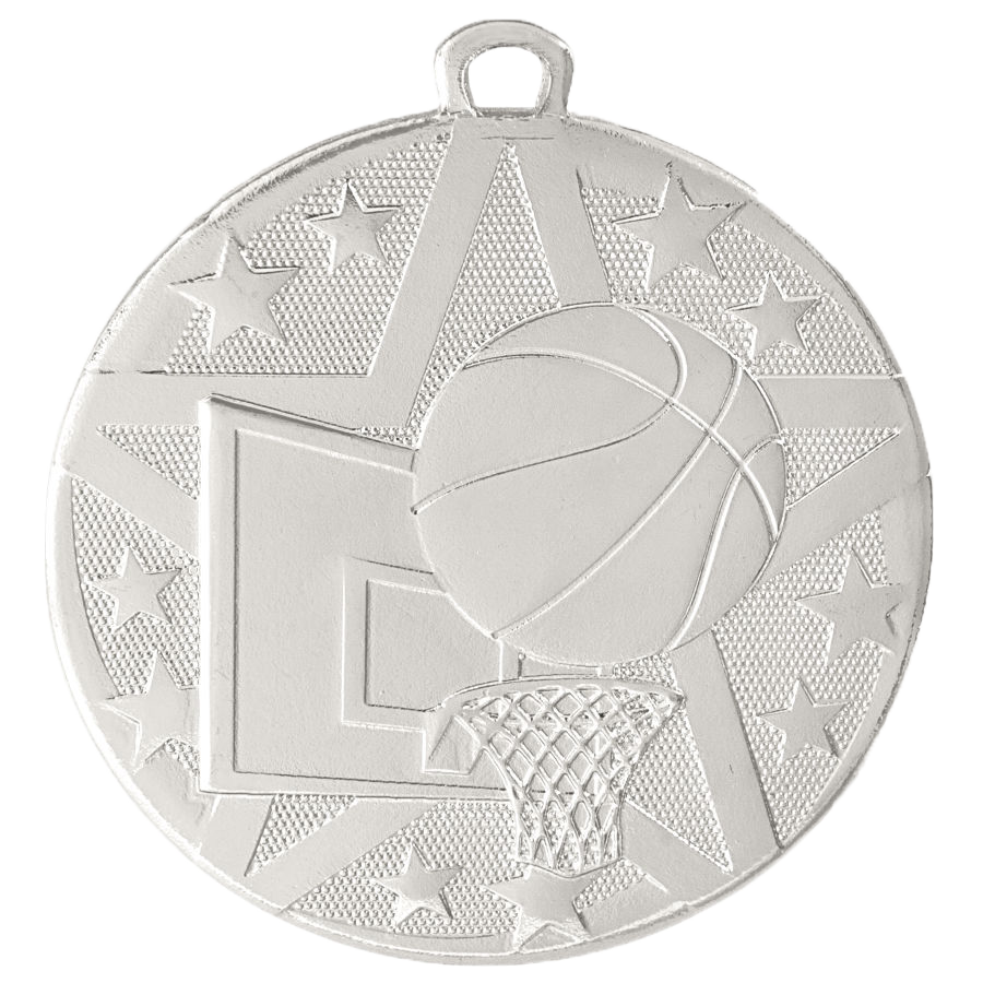Personalized Basketball Medal with Ribbon | Gold, Silver or Bronze | Superstar Medal | 2 Inches Wide