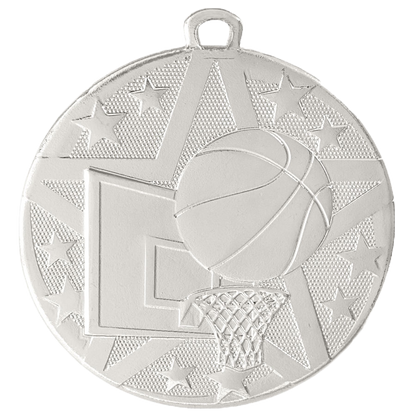 Personalized Basketball Medal with Ribbon | Gold, Silver or Bronze | Superstar Medal | 2 Inches Wide