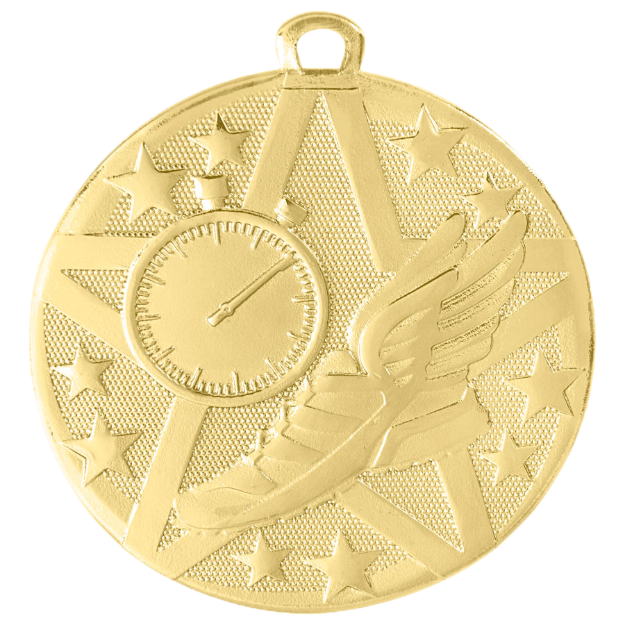 Personalized Track Medal with Ribbon | Gold, Silver or Bronze | Superstar Medal | 2 Inches Wide