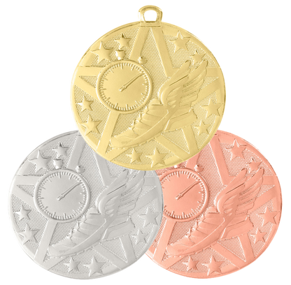 Personalized Track Medal with Ribbon | Gold, Silver or Bronze | Superstar Medal | 2 Inches Wide