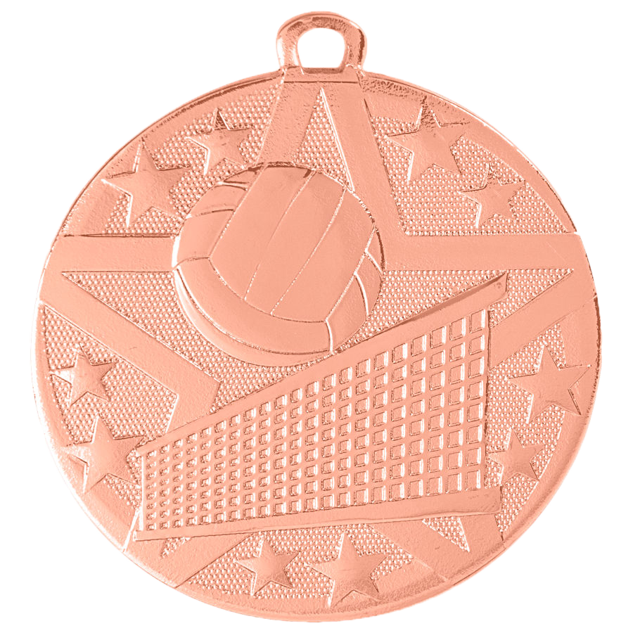 Personalized Volleyball Medal with Ribbon | Gold, Silver or Bronze | Superstar Medal | 2 Inches Wide