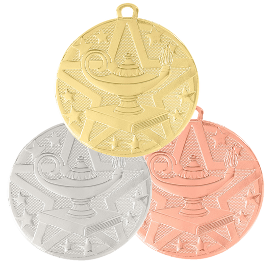 Personalized Academic Medal with Ribbon | Gold, Silver or Bronze | Superstar Medal | 2 Inches Wide