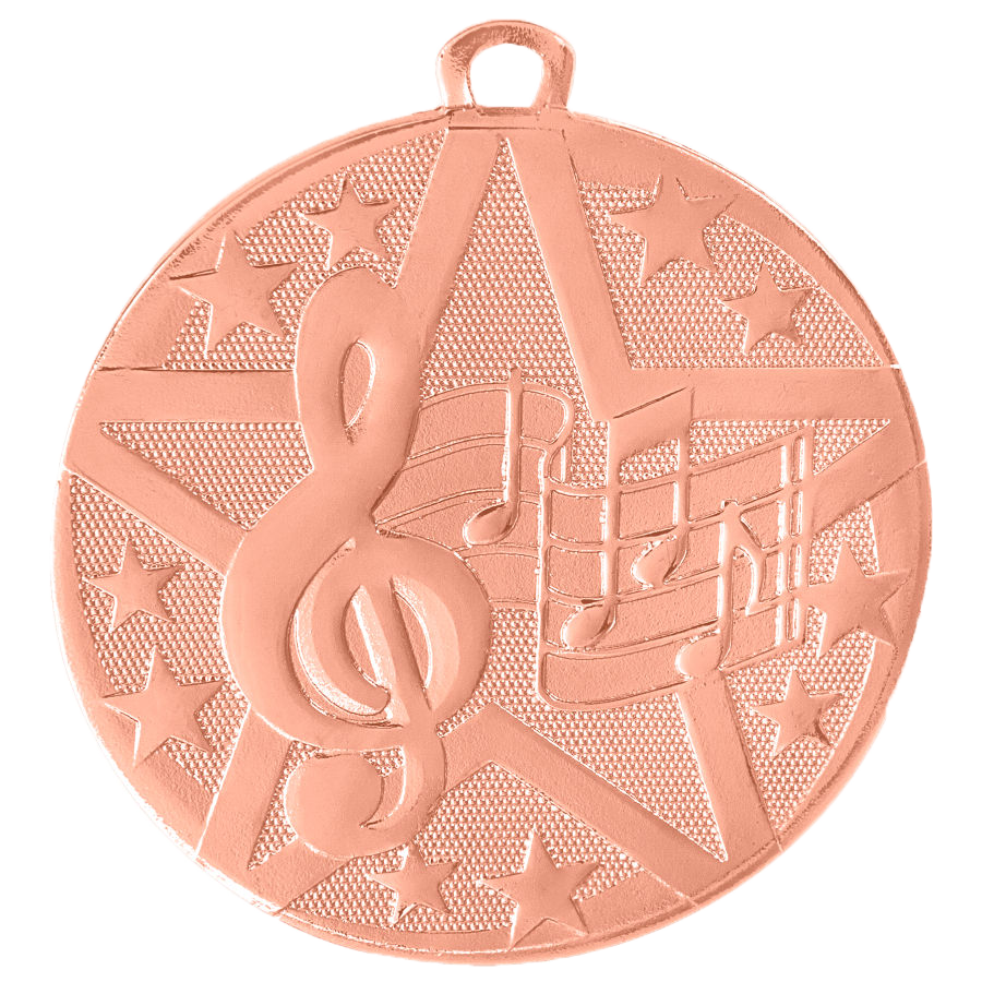 Personalized Music Medal with Ribbon | Gold, Silver or Bronze | Superstar Medal | 2 Inches Wide