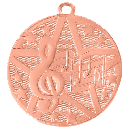 Personalized Music Medal with Ribbon | Gold, Silver or Bronze | Superstar Medal | 2 Inches Wide