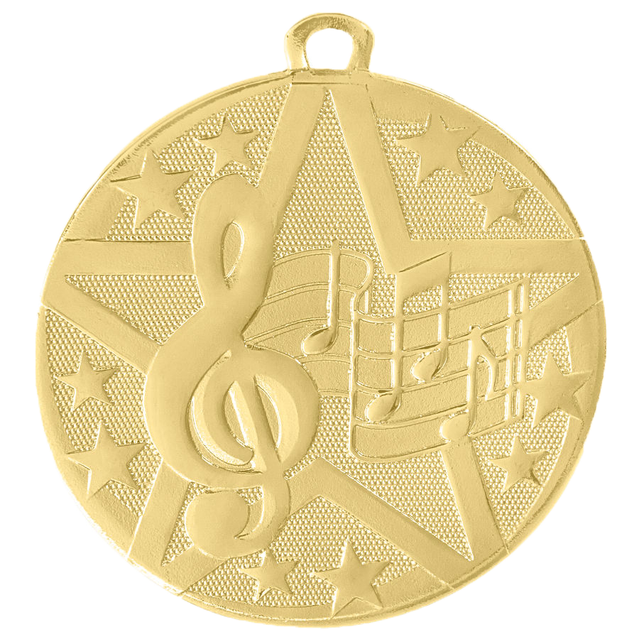 Personalized Music Medal with Ribbon | Gold, Silver or Bronze | Superstar Medal | 2 Inches Wide