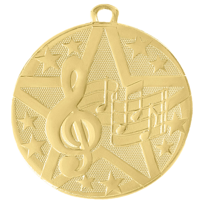 Personalized Music Medal with Ribbon | Gold, Silver or Bronze | Superstar Medal | 2 Inches Wide