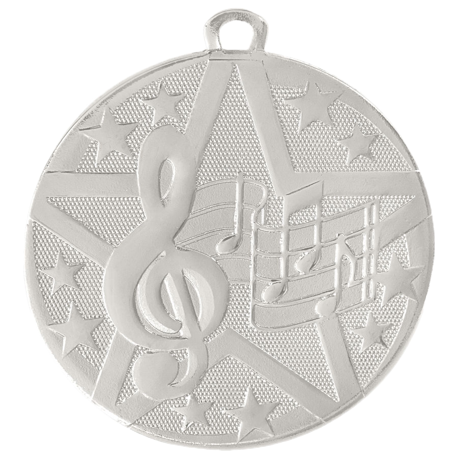 Personalized Music Medal with Ribbon | Gold, Silver or Bronze | Superstar Medal | 2 Inches Wide