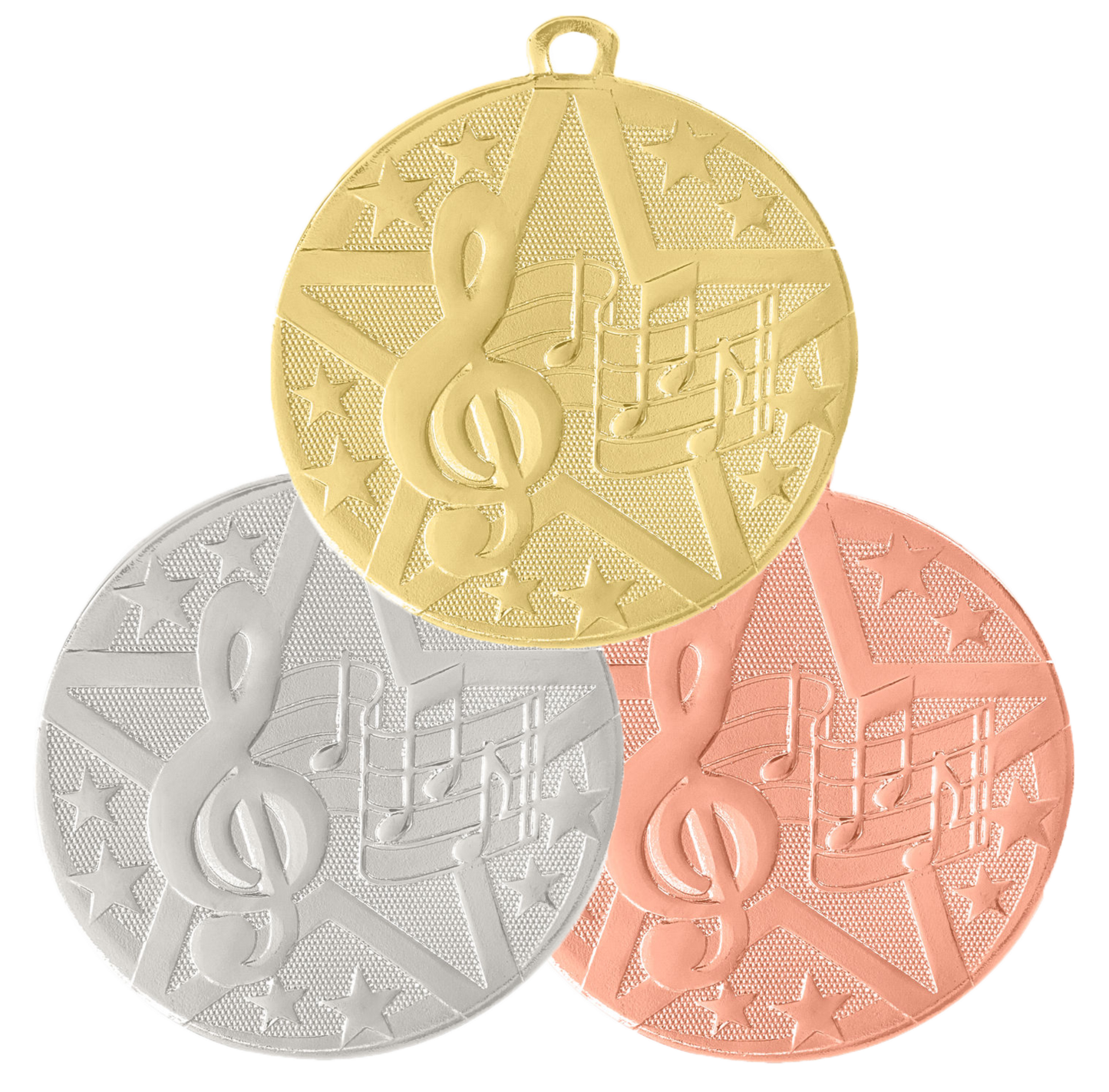 Personalized Music Medal with Ribbon | Gold, Silver or Bronze | Superstar Medal | 2 Inches Wide