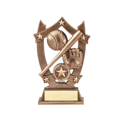 Baseball / Softball 3D Gold Sport Stars Trophy | Engraved Star Baseball Player Award | Slow / Fast Pitch Trophy - 6.25 Inch Decade Awards