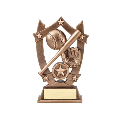 Baseball / Softball 3D Gold Sport Stars Trophy | Engraved Star Baseball Player Award | Slow / Fast Pitch Trophy - 6.25 Inch Decade Awards