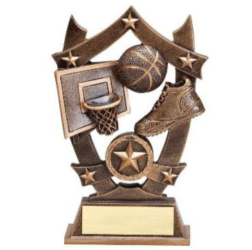 Basketball 3D Gold Sport Stars Trophy | Engraved Hoops Award - 6.25 Inch Decade Awards