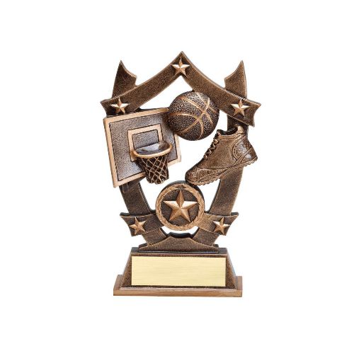 Basketball 3D Gold Sport Stars Trophy | Engraved Hoops Award - 6.25 Inch Decade Awards
