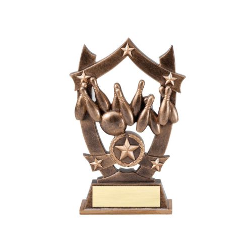 Bowling 3D Gold Sport Stars Trophy | Engraved Bowling Award - 6.25 Inch