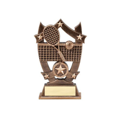 Tennis 3D Gold Sport Stars Trophy | Engraved Tennis Award - 6.25 Inch Tall
