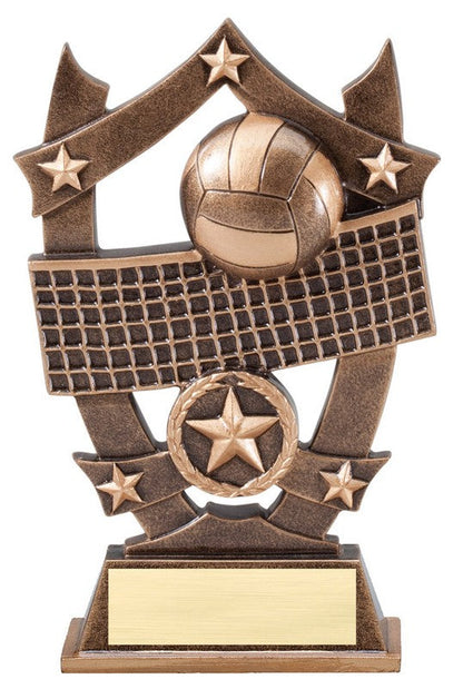 Volleyball 3D Gold Sport Stars Trophy | Engraved Volleyball Award - 6.25 Inch Tall