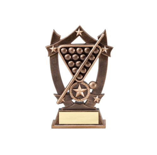 Billiards 3D Gold Sport Stars Trophy | Engraved Pool Award - 6.25 Inch Tall