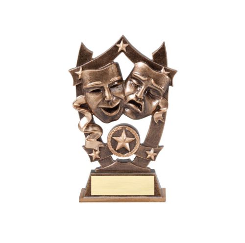 Drama 3D Gold Sport Stars Trophy | Engraved Thespian Award - 6.25 Inch Tall Decade Awards