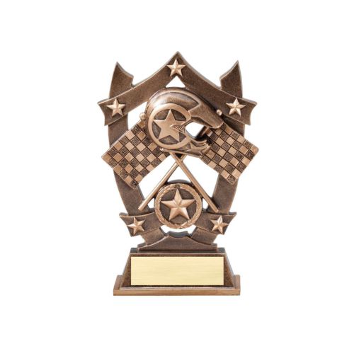 Racing 3D Gold Sport Stars Trophy | Engraved Motocross Award - 6.25 Inch Tall