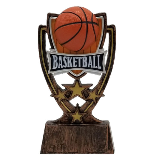 Basketball Four Star Trophy | Engraved Basketball Award - 6 Inch Tall Decade Awards