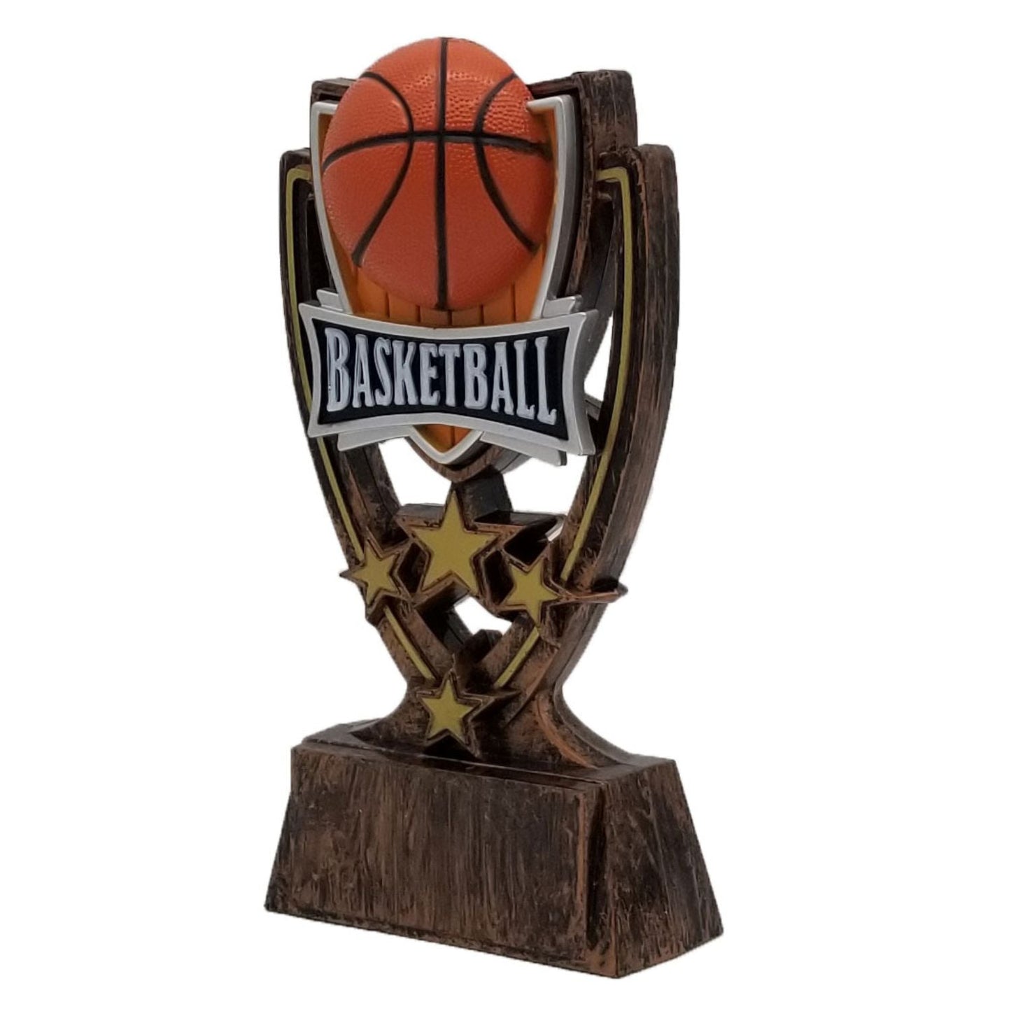 Basketball Four Star Trophy | Engraved Basketball Award - 6 Inch Tall Decade Awards