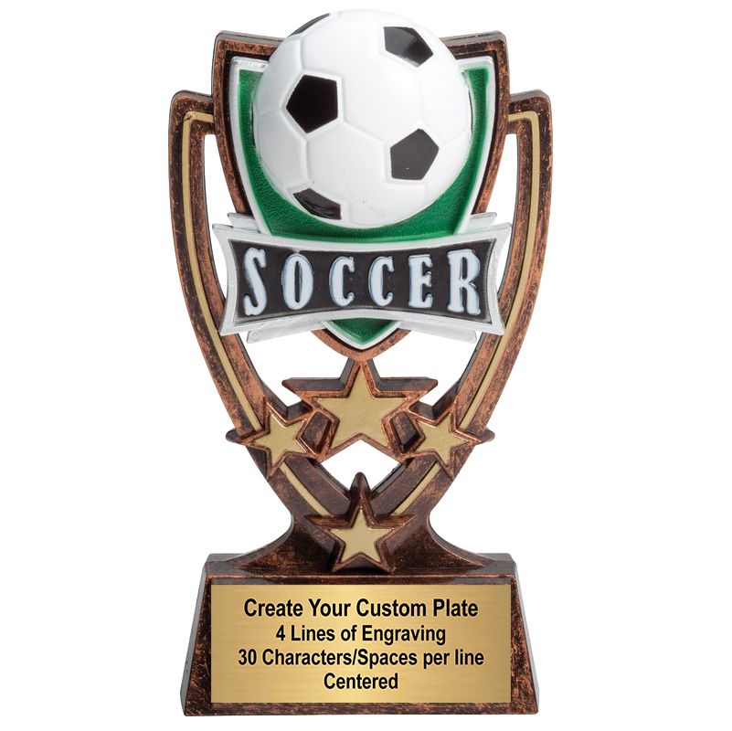 Soccer Trophy | Four Star | Personalized Soccer Award | 6 Inches Tall