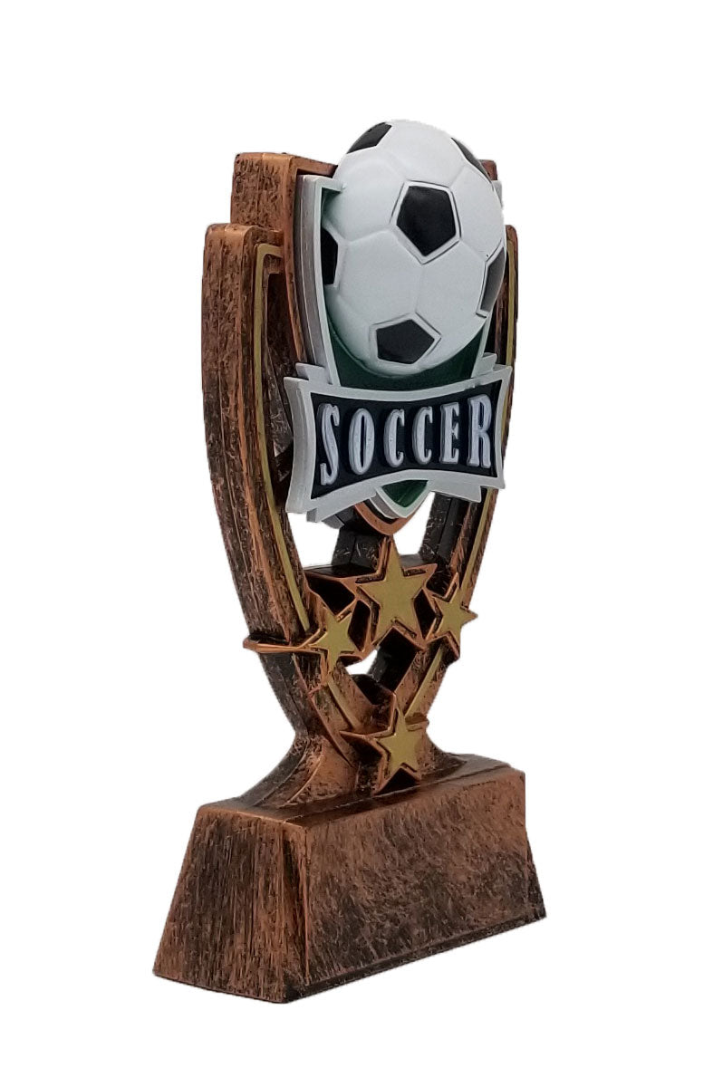 Soccer Four Star Trophy | Engraved Soccer Award - 6 Inch Tall