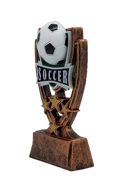 Soccer Four Star Trophy | Engraved Soccer Award - 6 Inch Tall
