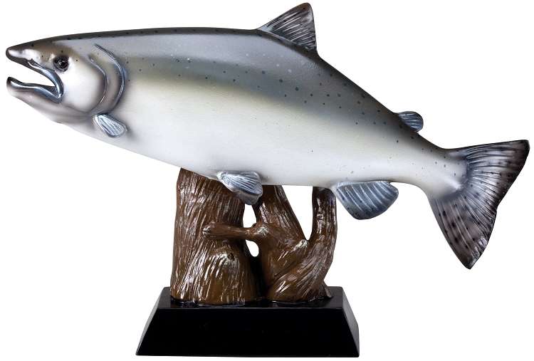 Salmon Fish Resin Sculpture Trophy | Engraved Salmon Fishing Award - 6.25 Inch Tall Decade Awards