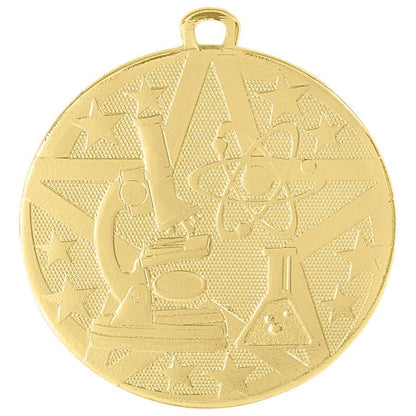 Science Superstar Medal - Gold | Engraved Superstar Science Medallion - 2 Inch Wide Decade Awards