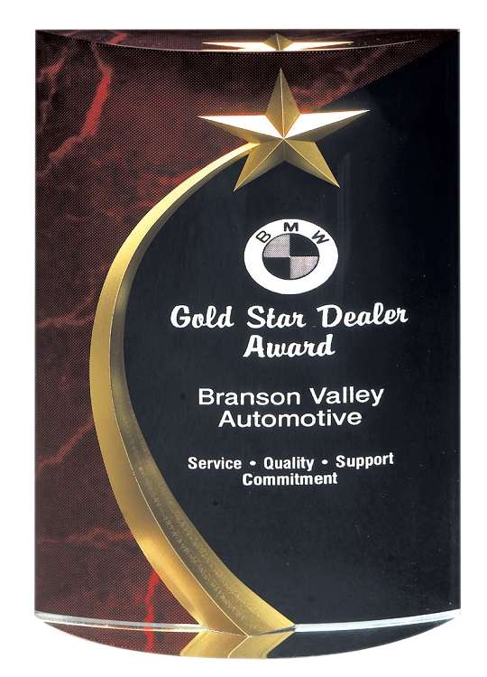 Shooting Star Award - Blue, Green or Red | Engraved Rounded Acrylic Award - 6", 6.75" or 7.75" Decade Awards